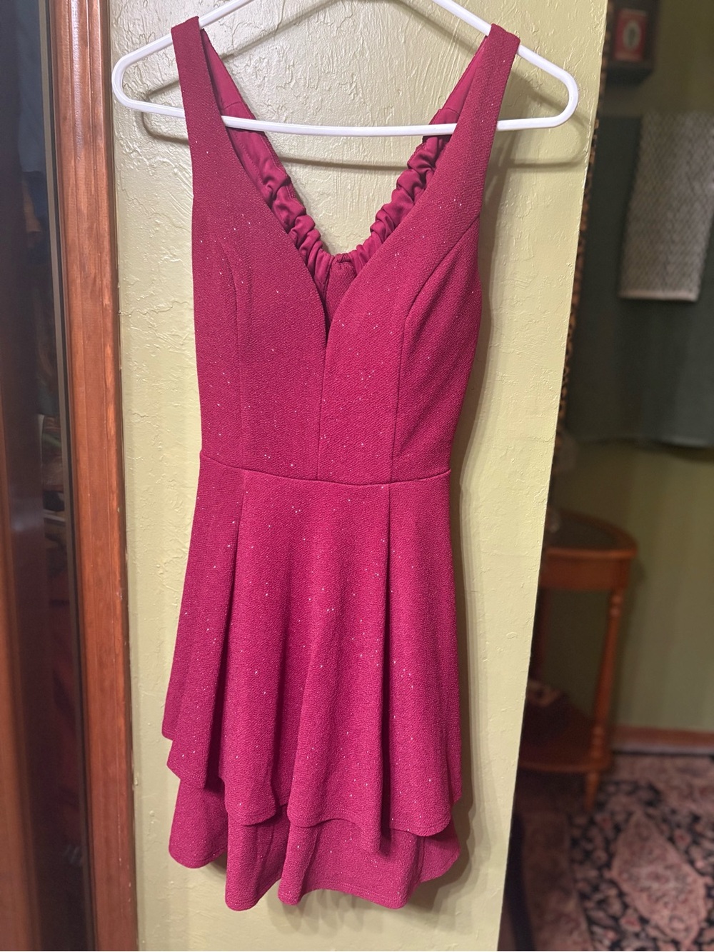 Emerald Sundae Sparkling Raspberry V-Neck Mini Dress